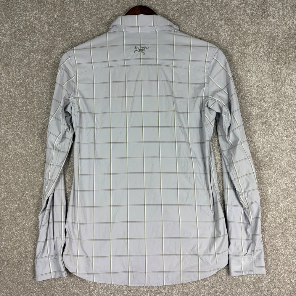 Arcteryx Womens XS Gray Plaid Long Sleeve Button Down Hiking Shirt Logo - Picture 6 of 12